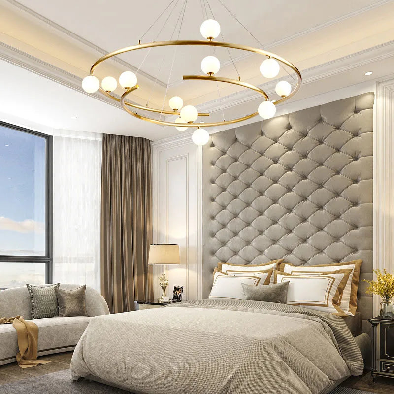 lustre moderne avec 13 boules de verre pour hôtel fil réglable