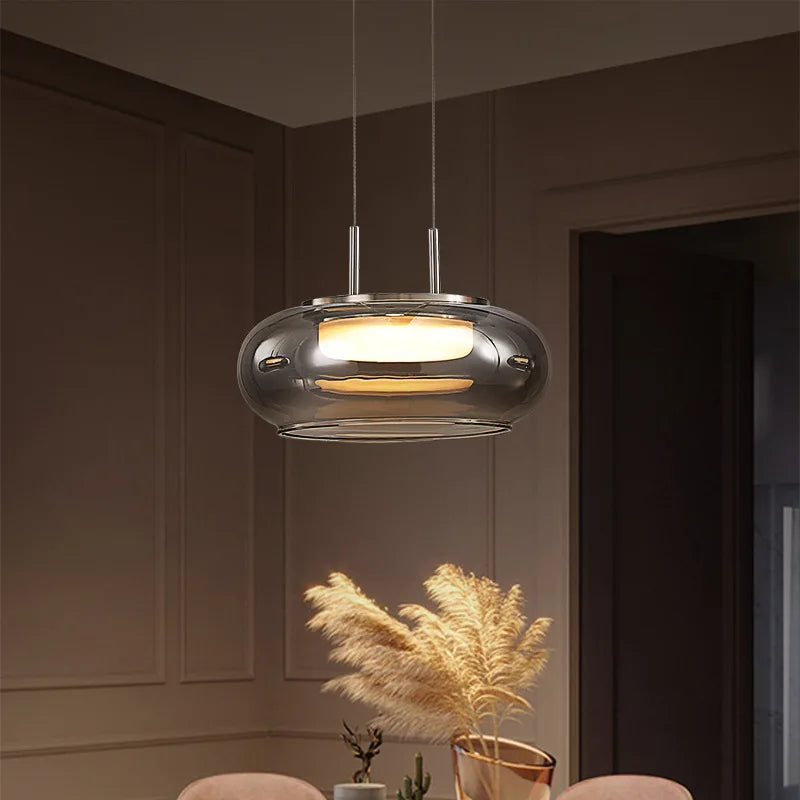 lampe led suspendue nordique en verre pour décoration intérieure cordon réglable