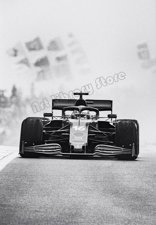 affiche vintage personnages voitures de sport en toile décor mural