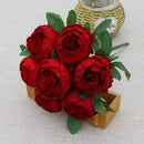 7 Heads Artificial Peony Bouquets Wedding Flowers Arrangement,Blue Red White Silk Peonies Flower Home Office Table Decoration