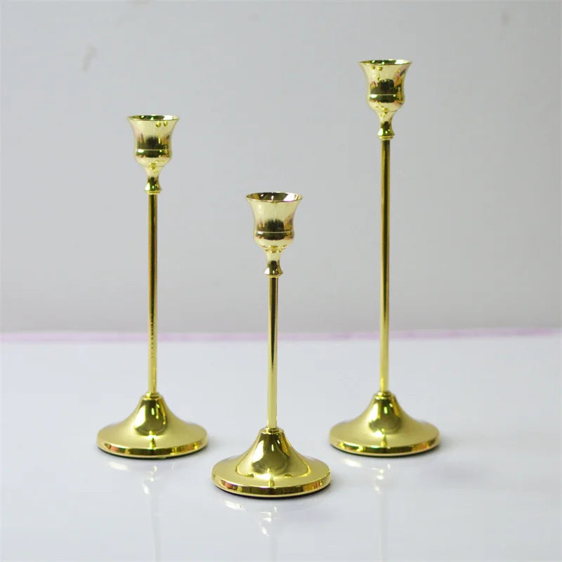 Set of 3 vintage metal candle holders for decoration and festive events
