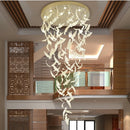 lustre plume en cristal led moderne en acier inoxydable