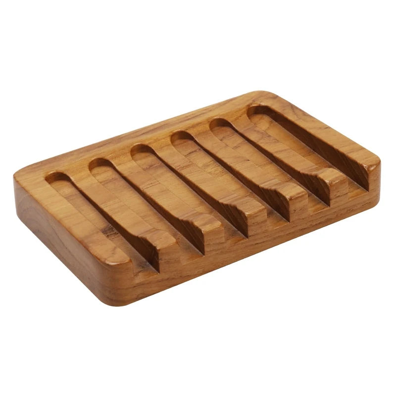 Soap Dish With Slanted Waterfall Design, Bar Soap Holder Teak Wood, Soap Saver For Shower,Bathroom, Sink, Kitchen - vue 6 sur 6