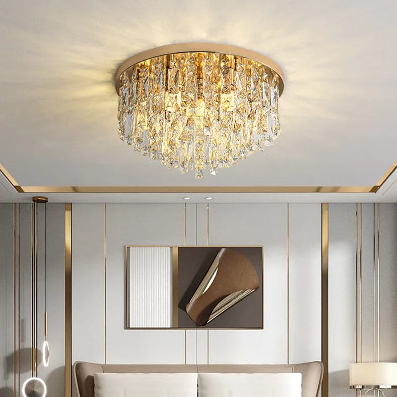 Plafonnier circulaire en cristal de luxe post-moderne - vue 3 sur 8