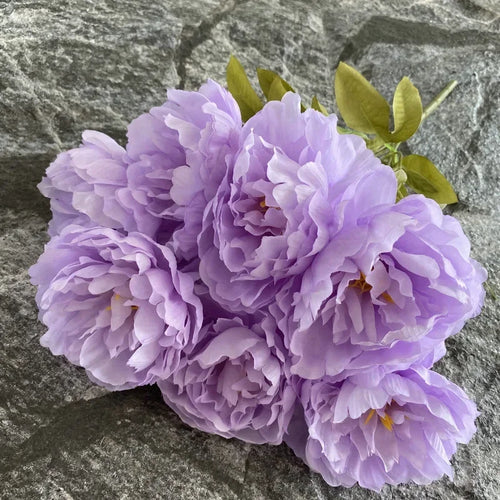 bouquet de sept pivoines en soie pour décoration intérieure et mariage - vue 11 sur 12