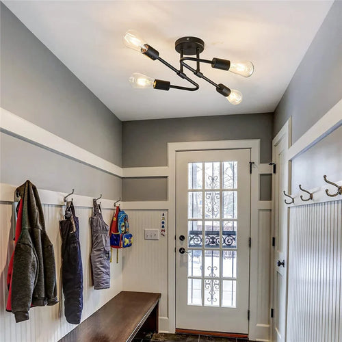 Black ceiling light with 4 rounded arms - vue 4 sur 7