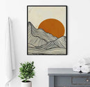 Minimalist Sun Mountain Line Abstract Wall Art, Nordic Posters Prints, Minimalist Picture, Canvas Painting, Room Decoration, Set 3