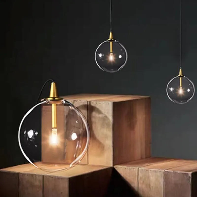 lustre en verre transparent design nordique pour décoration intérieure - vue 5 sur 10