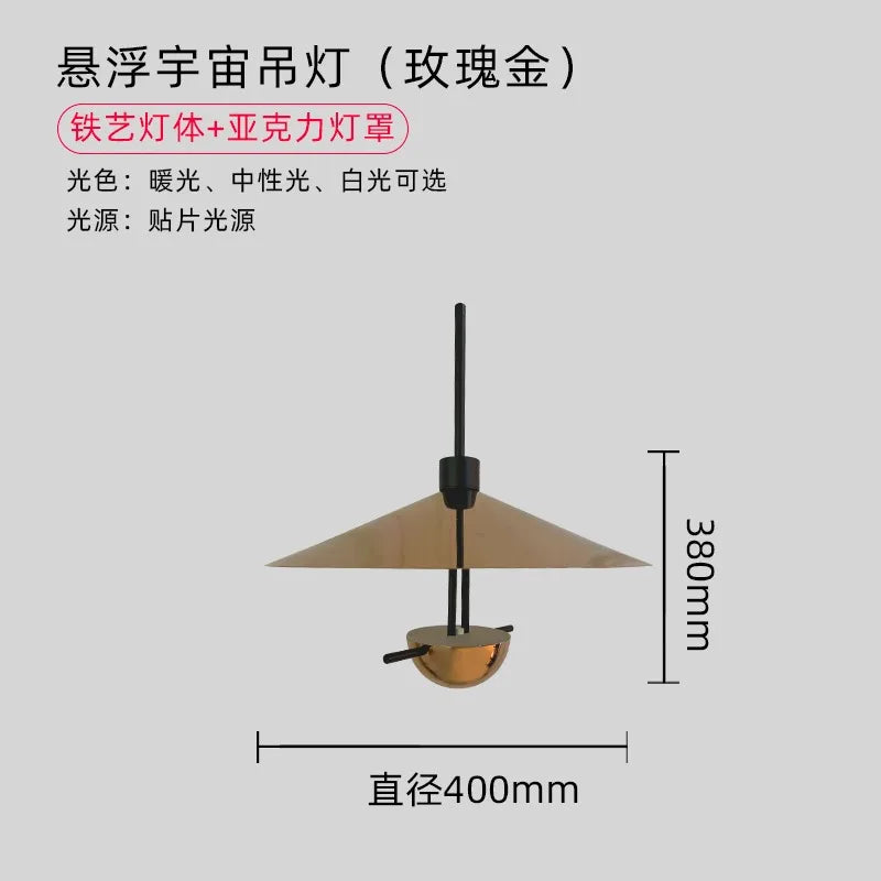 Minimalist flying saucer design decorative pendant light for various spaces