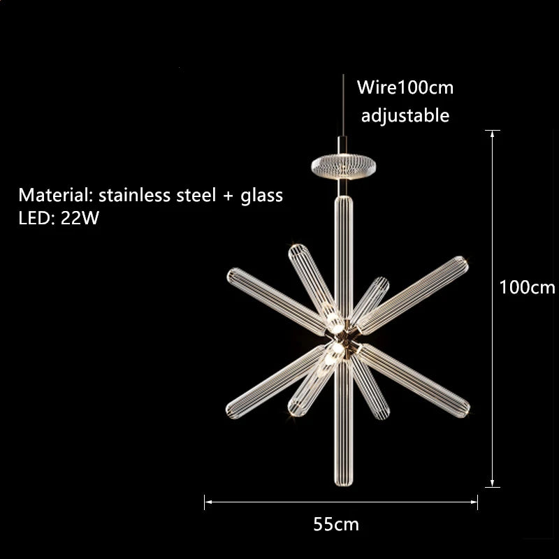 suspension tubes lumineux en verre transparent design nordique réglable - vue 12 sur 20