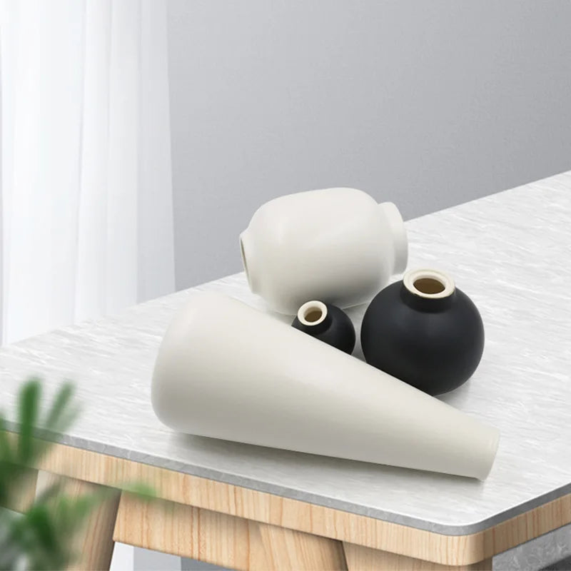 vase nordique en céramique émaillée décoration moderne géométrique - vue 3 sur 7