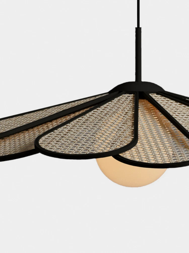 lustre créatif en rotin style japonais moderne pour intérieur élégant - vue 6 sur 8
