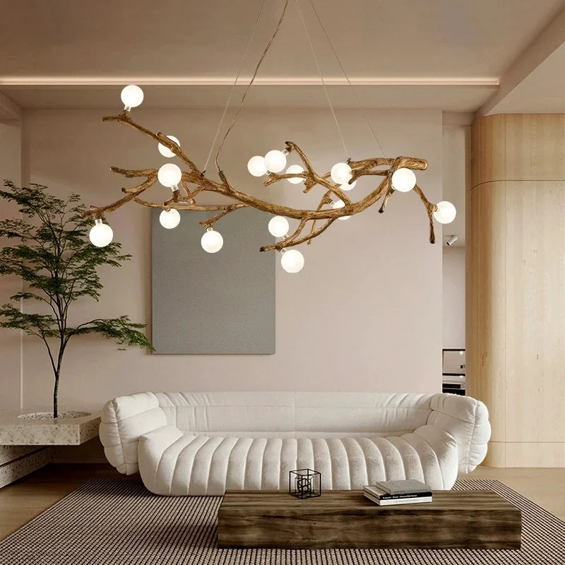 Moderne Arbre Verre Bulle LED Lustre Éclairage Rétro Plafond Lustres Vintage Maison Suspension Suspension Luminaires - vue 4 sur 23