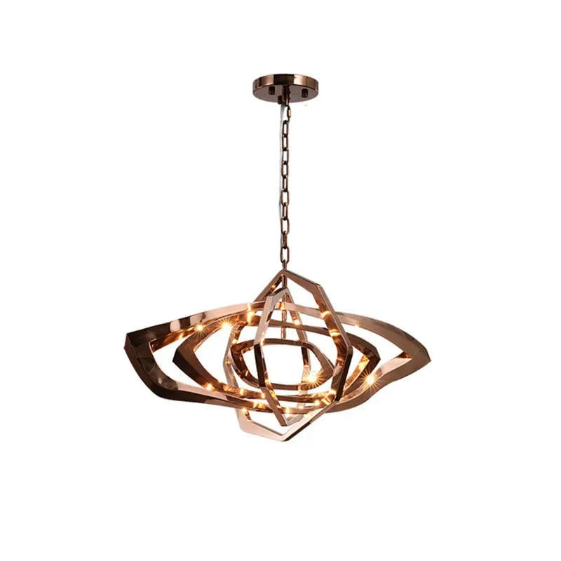 New Designer LED Living Room Chandeliers Stainless Steel Creative Dining Bedroom Lighting Postmodern Light Luxury Hanging Lamps - vue 6 sur 6
