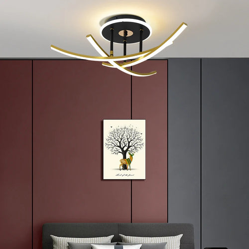 Modern minimalist high-end LED strip chandelier nordic Italian style - vue 2 sur 9
