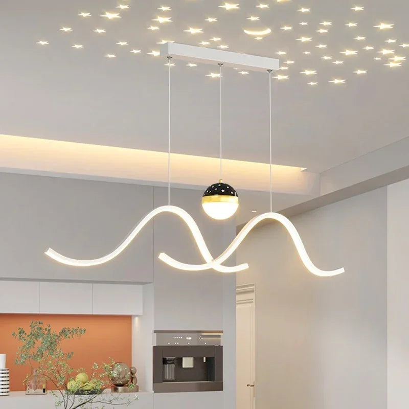 Minimalist Nordic chandelier with creative starry sky lighting - vue 3 sur 10