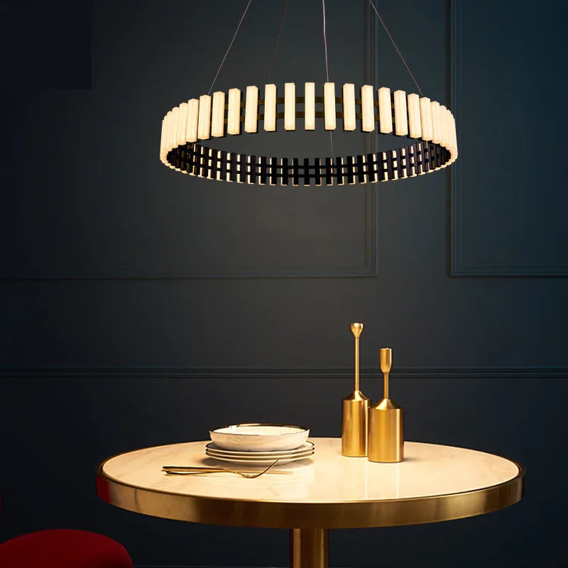 lustre à anneaux postmodernes duplex led design minimaliste intérieur - vue 6 sur 7