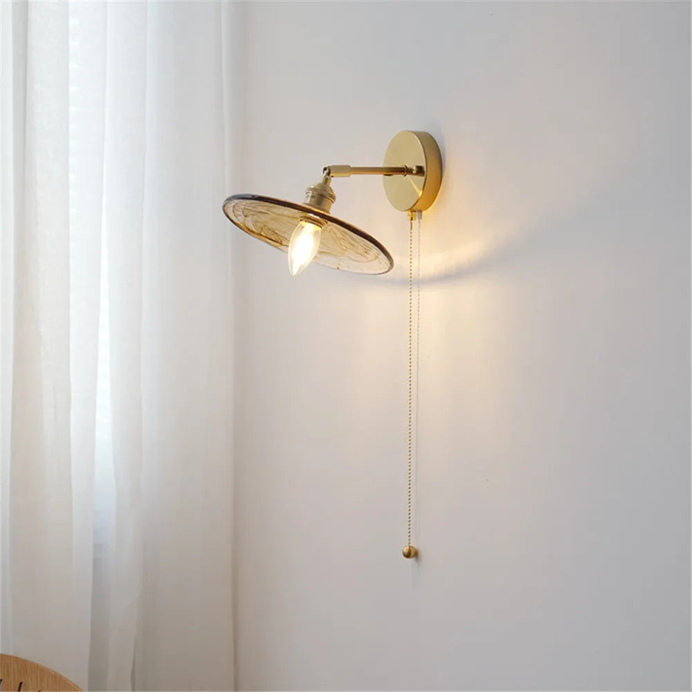 applique murale rotative rétro en verre et cuivre avec interrupteur - vue 5 sur 9