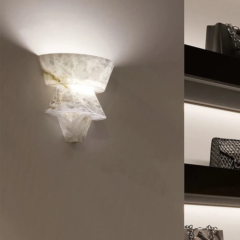 Modern minimalist natural marble LED decorative wall light - vue 3 sur 8