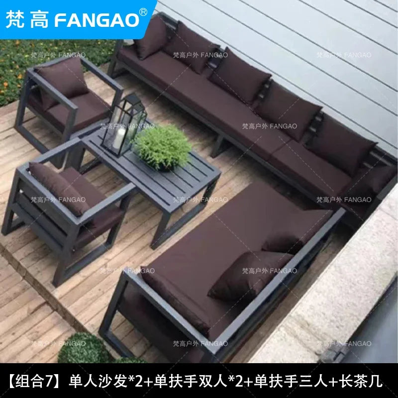 canapé extérieur nordique en acier inoxydable et aluminium - vue 12 sur 24