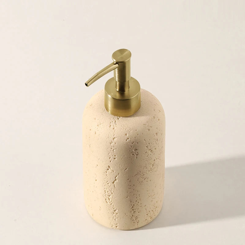 Retro Natural Stone Press on Shower Gel Dispensing Bottle, Home Storage Bottles, Bathroom Appliances, Wash Basin, Tabletop Ornam - vue 9 sur 12