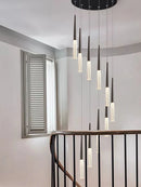 lustre long moderne en acier inoxydable pour duplex et centre commercial