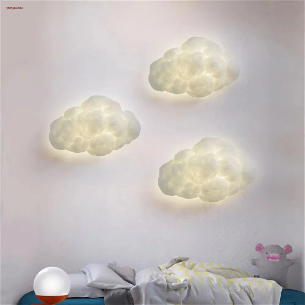applique murale led nuage en imitation soie décorative pour enfants - vue 2 sur 14