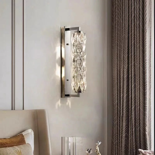 applique murale led chromée en verre de cristal avec 3 gradations variables