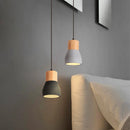 4 colour nordic loft style E27 wood and cement pendant light for living room, restaurant, cafe or bedroom – modern colourful ceiling lamp