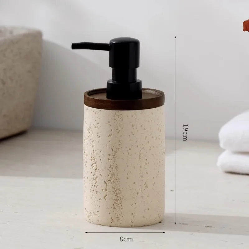 vintage natural travertine disinfectant bottle home decor