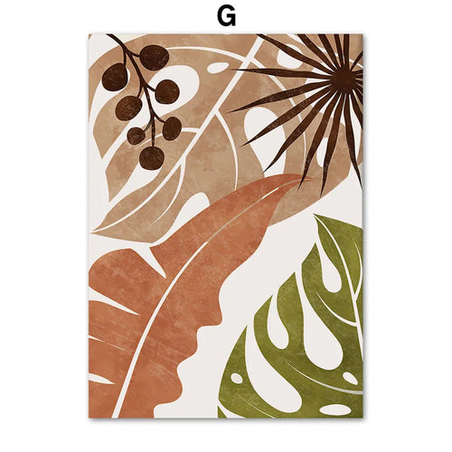 Terracotta monstera vase painting Nordic abstract wall decoration - vue 15 sur 15