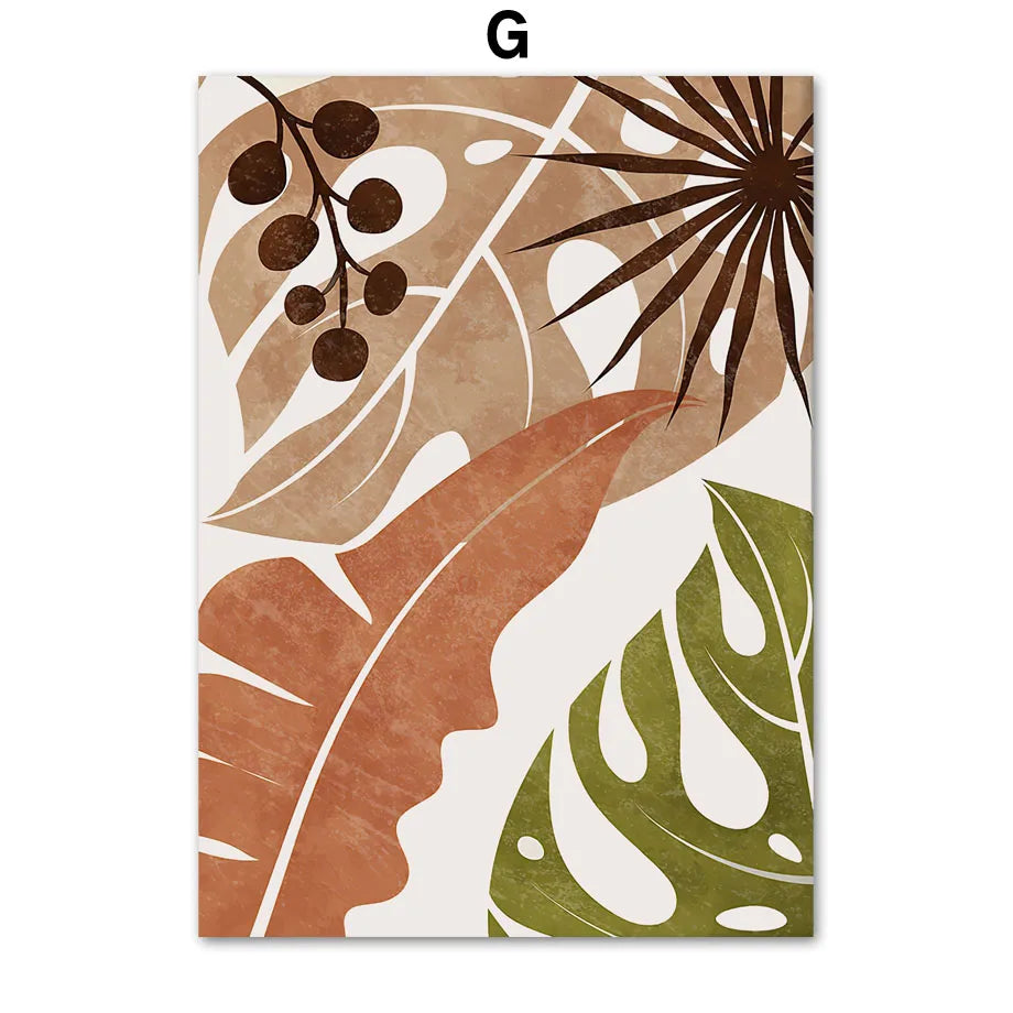 Terracotta monstera vase painting Nordic abstract wall decoration - vue 15 sur 15
