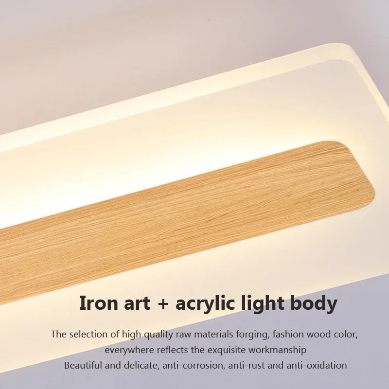 plafonnier led design nordique grain de bois moderne décoratif - vue 6 sur 16