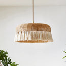 Suspension led en chanvre tissé à la main style bohème wabi sabi