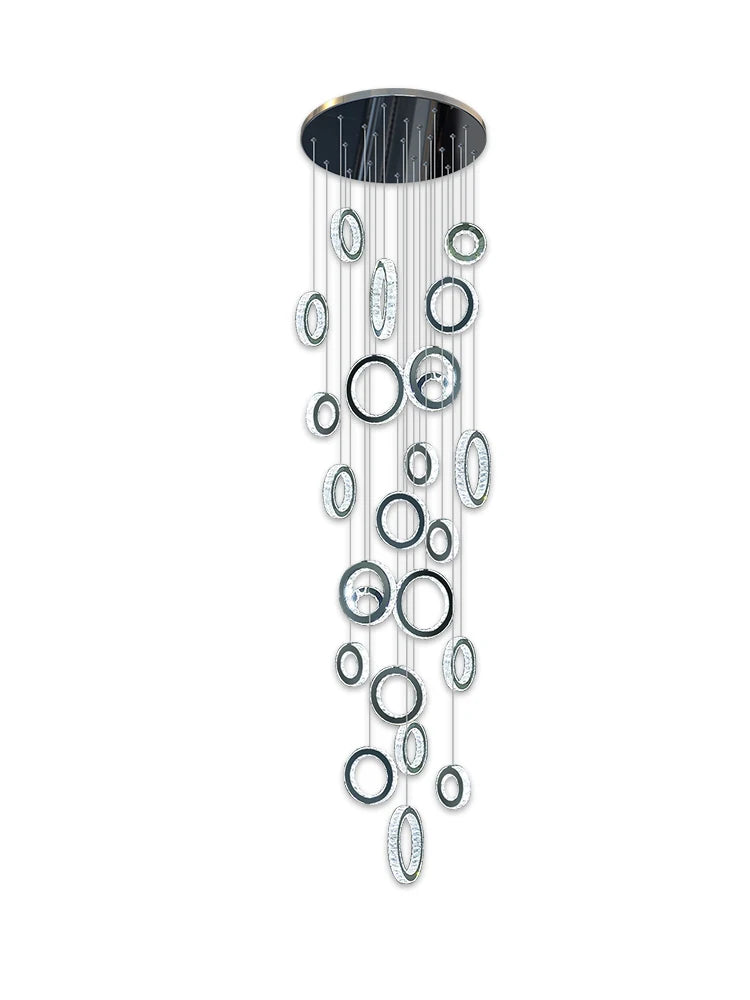 Modern LED Crystal Chandelier Nordic Ring Hanging Lights for Living Room, Hanging Lamps Fixtures Staircase Lighting Pendant Lamp - vue 6 sur 14