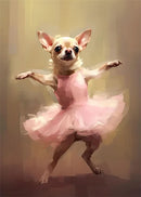 portraits de ballerine de chien art abstrait mural kawaii