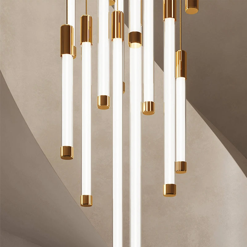 Modern luxury staircase LED pendant lights, duplex living room and attic lighting, restaurant decoration, hanging pendant lights - vue 6 sur 15