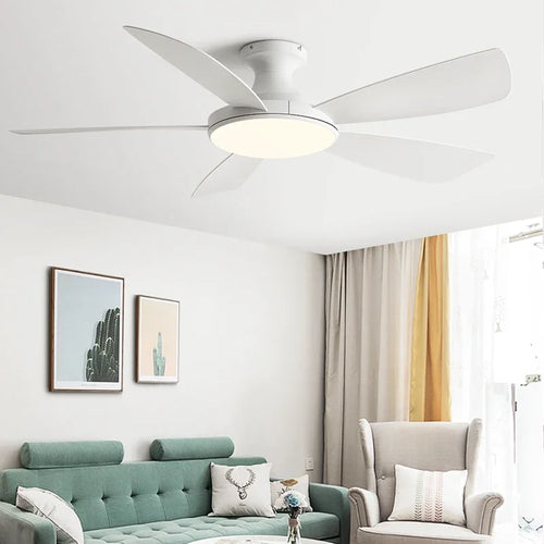 ventilateur de plafond bas moderne avec lumière led et télécommande dc - vue 2 sur 12