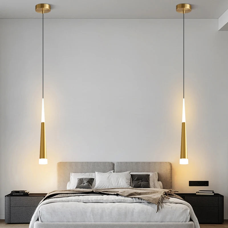 suspension moderne à tube long en led pour décoration intérieure luxe - vue 2 sur 30