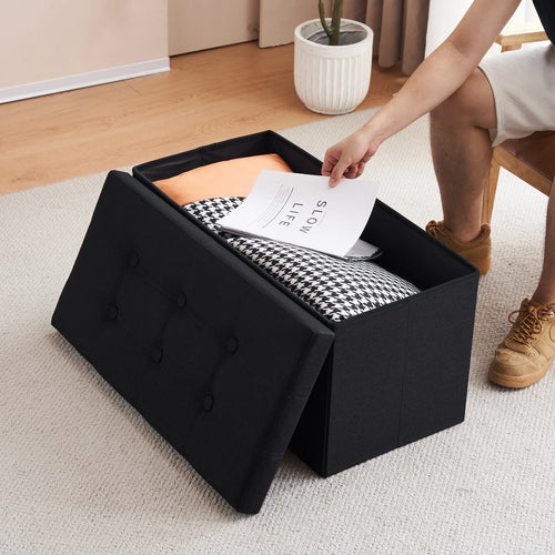 banc de rangement pliable multifonction en similicuir antidérapant - vue 5 sur 6