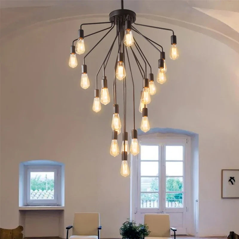 lustre rétro en fer avec led pour décoration intérieure - vue 7 sur 8