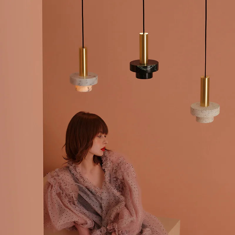 Suspension LED en marbre décorative pour divers espaces