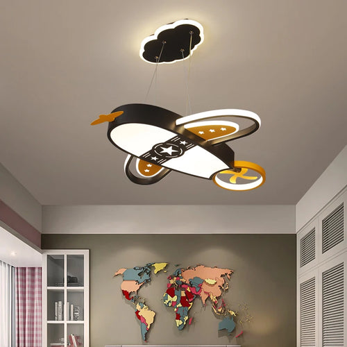 lustre avion moderne pour enfants avec éclairage télécommandé
