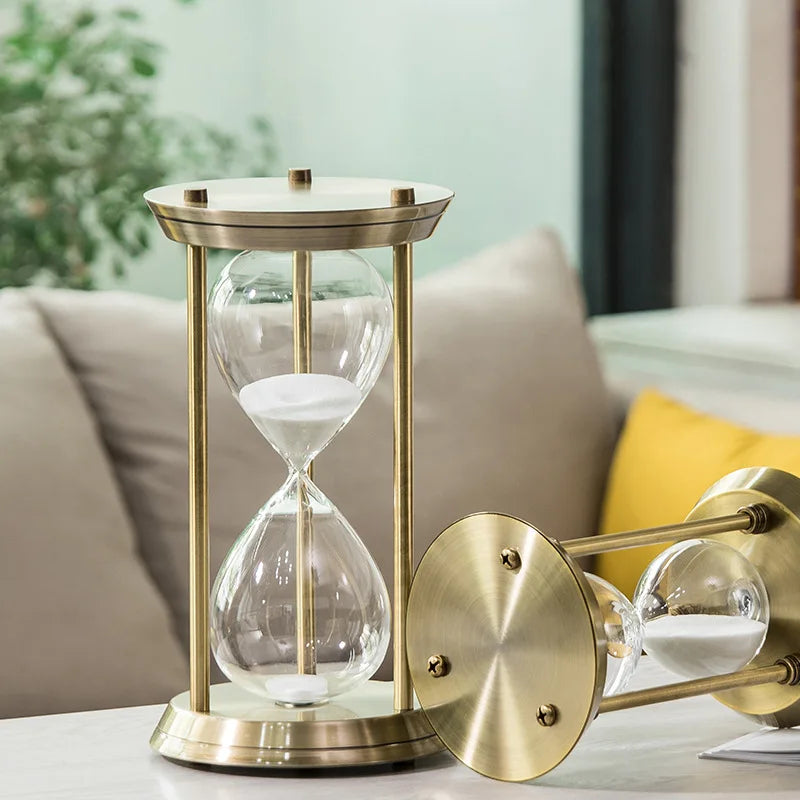 sablier vintage nordique en métal pour décoration artisanale