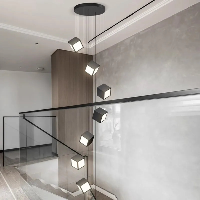 lustre minimaliste moderne pour escalier duplex rotatif - vue 4 sur 16