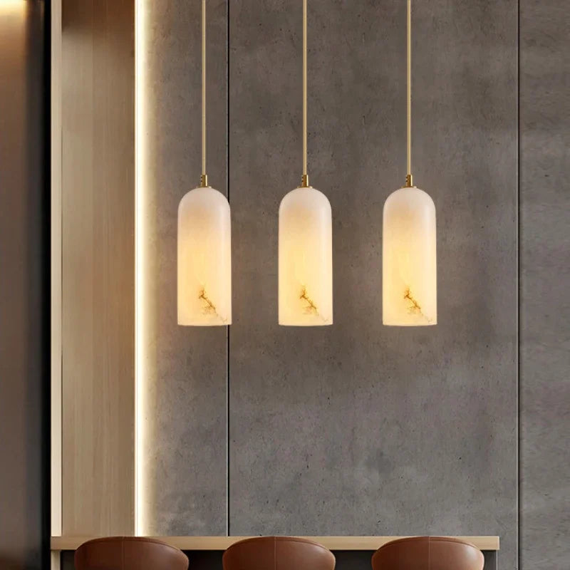 lustre nordique en marbre naturel design lumineux pour espace moderne - vue 2 sur 7