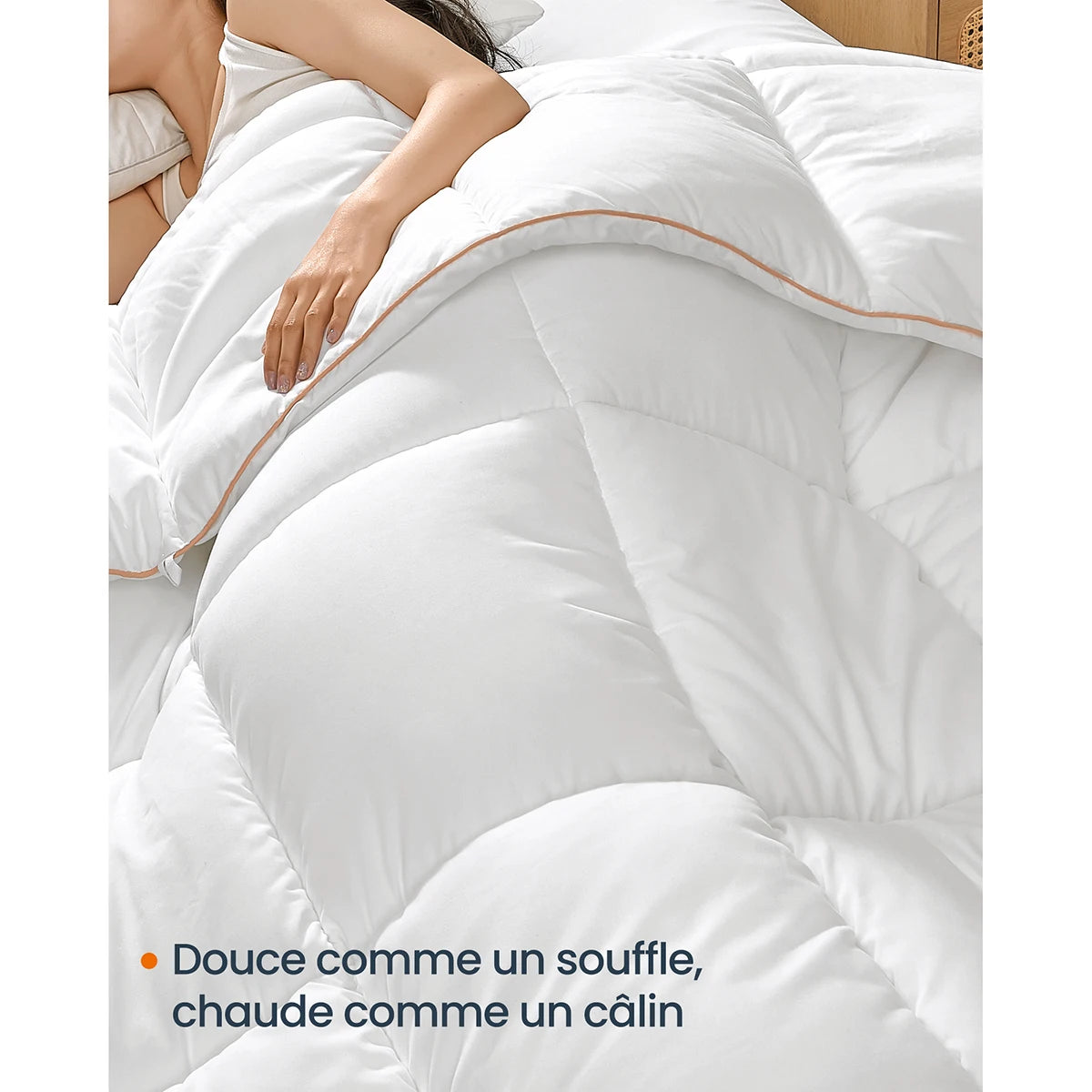 Couette, Duvet 220 x 240 cm, Couette Matelassée avec 8 Boucles, Édredon 300 GSM, Couette King Size, Blanc - vue 5 sur 7