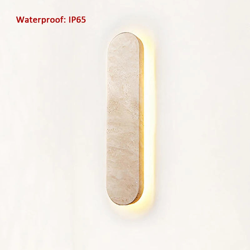 Scandinavie Wabi Sabi Hôtel Couloir Cour Entrée Moderne Pierre Naturelle Extérieure Beige 40CM LED Applique Étanche Appliques Murales - vue 2 sur 7