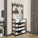 1 Piece 4/5 Ply 23" Carbon Steel, Multipurpose Clothes and Shoe Rack, Black/White, Self Assembly Required