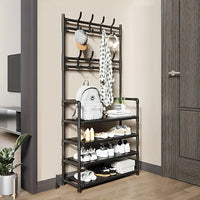 1 Piece 4/5 Ply 23" Carbon Steel, Multipurpose Clothes and Shoe Rack, Black/White, Self Assembly Required
